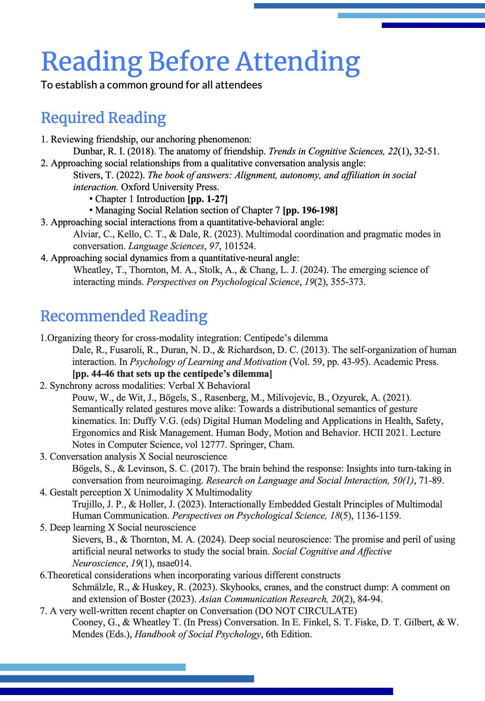 DIMS program Readings before Attending page
